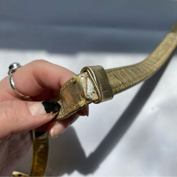 Vintage 80's Paloma Picasso Gold Leather Crossbody Purse One Size - Picture 7 of 13